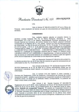 Resolución Directoral N° 050-2014-AGN/OTA