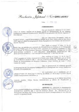 Resolución Jefatural N°047-2001/AGN/J