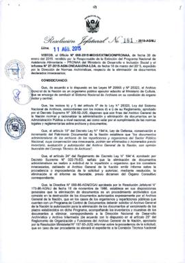 Resolución Jefatural N° 181-2015-AGN/J