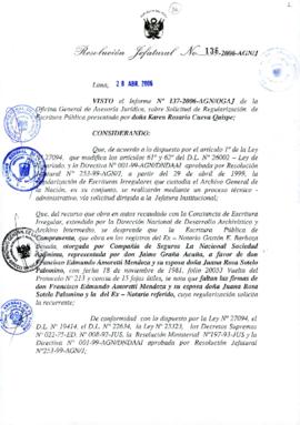 Resolución Jefatural N° 136-2006-AGN/J