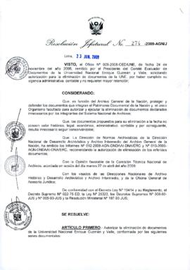 Resolución Jefatural N° 274-2009-AGN/J