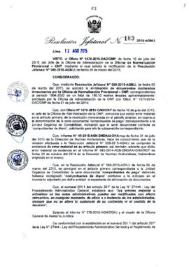 Resolución Jefatural N° 183-2015-AGN/J