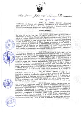 Resolución Jefatural N° 425-2004-AGN/J
