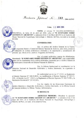 Resolución Jefatural N° 143-2004-AGN/J
