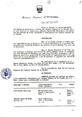 Resolución Directoral N° 72-85-AGN/OA