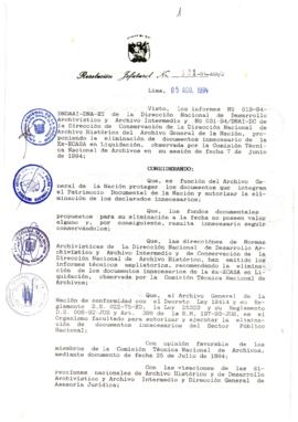 Resolución Jefatural N° 121-1994/AGN/J