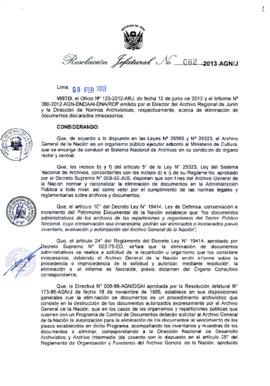 Resolución Jefatural N° 062-2013-AGN/J
