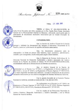 Resolución Jefatural N° 120-2005-AGN/J
