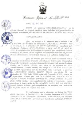 Resolución Jefatural N°003-2001/AGN/J