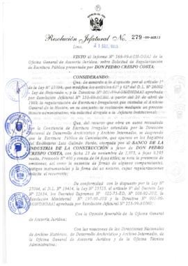 Resolución Jefatural N° 279-1999/AGN/J