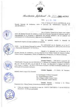 Resolución Jefatural N° 220-2001/AGN/J