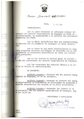 Resolución Jefatural N° 067-1986/AGN/J