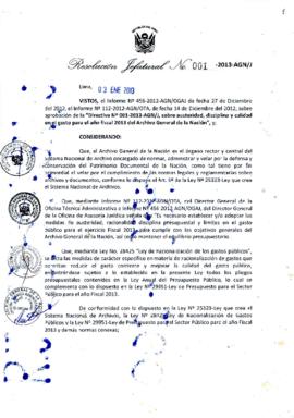 Resolución Jefatural N° 001-2013-AGN/J