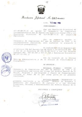 Resolución Jefatural N° 047-1996/AGN/J