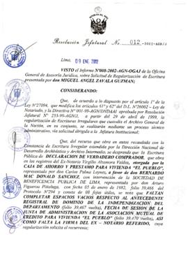 Resolución Jefatural N° 012-2002/AGN/J