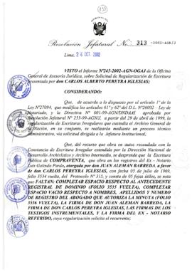 Resolución Jefatural N° 313-2002/AGN/J