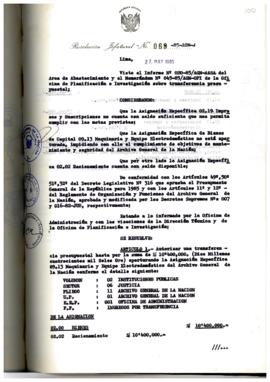 Resolución Jefatural N° 069-1985/AGN/J