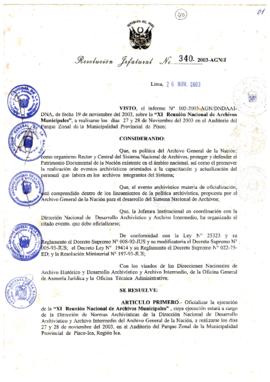 Resolución Jefatural N° 340-2003-AGN/J