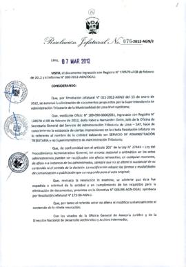 Resolución Jefatural N° 076-2012-AGN/J