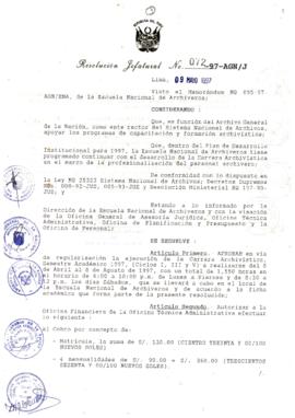Resolución Jefatural N° 072-1997/AGN/J