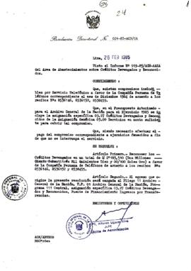 Resolución Directoral N° 24-85-AGN/OA