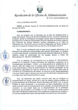 Resolución de la Oficina de Administración N° 022-2019-AGN/SG-OA