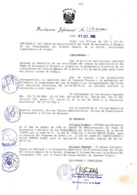 Resolución Jefatural N° 140-1996/AGN/J