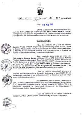 Resolución Jefatural N° 387-2010-AGN/J