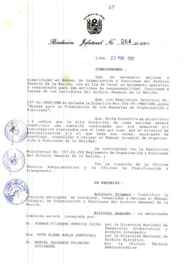 Resolución Jefatural N° 064-1995/AGN/J