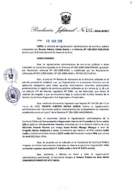 Resolución Jefatural N° 102-2014-AGN/J