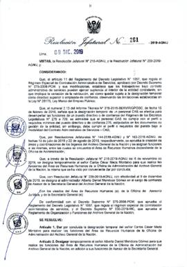 Resolución Jefatural N° 261-2019-AGN/J