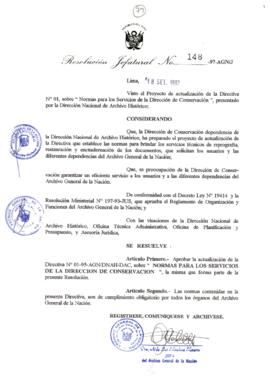 Resolución Jefatural N° 148-1997/AGN/J