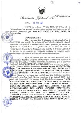 Resolución Jefatural N° 242-2003-AGN/J