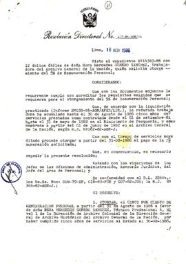 Resolución Directoral N° 117-86-AGN/OA