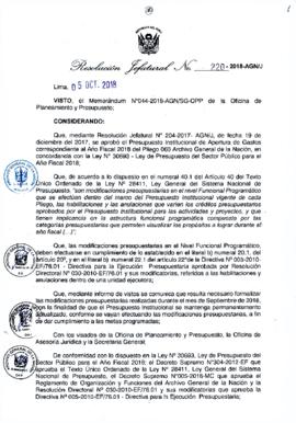 Resolución Jefatural N° 220-2018-AGN/J