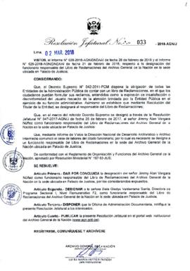 Resolución Jefatural N° 033-2018-AGN/J