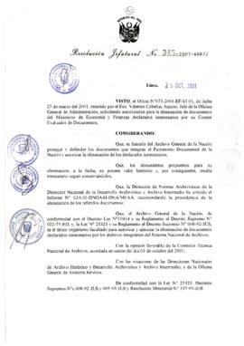 Resolución Jefatural N° 345-2001/AGN/J