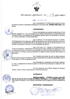 Resolución Jefatural N° 278-2001/AGN/J
