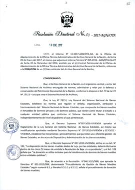 Resolución Directoral N° 003-2017-AGN/OTA