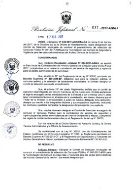 Resolución Jefatural N° 037-2017-AGN/J