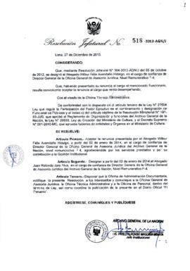 Resolución Jefatural N° 518-2013-AGN/J