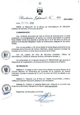 Resolución Jefatural N° 016-2019-AGN/J