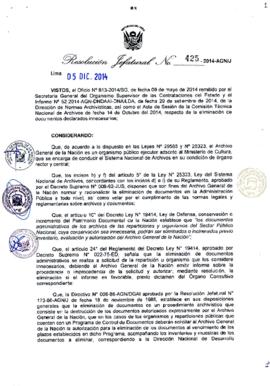 Resolución Jefatural N° 425-2014-AGN/J