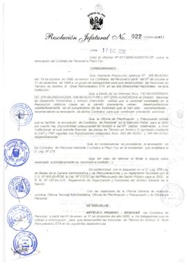 Resolución Jefatural N° 022-2000/AGN/J