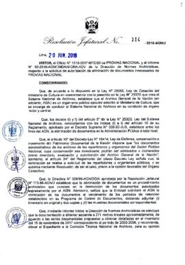 Resolución Jefatural N° 114-2018-AGN/J