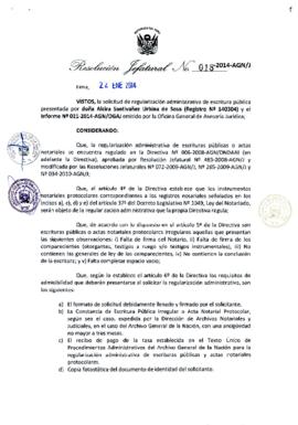 Resolución Jefatural N° 018-2014-AGN/J