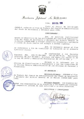 Resolución Jefatural N° 029-1996/AGN/J