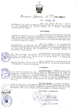 Resolución Jefatural N° 008-1997/AGN/J