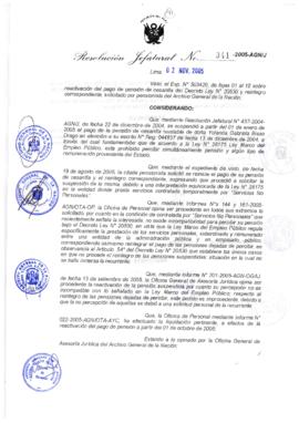 Resolución Jefatural N° 341-2005-AGN/J