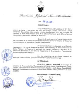 Resolución Jefatural N° 016-2002/AGN/J